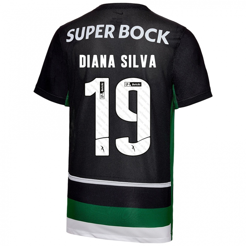 Homme Maillot Diana Micaela Abreu De Sousa E Silva #19 Noir Blanc Vert Tenues Domicile 2024/25 T-Shirt Belgique