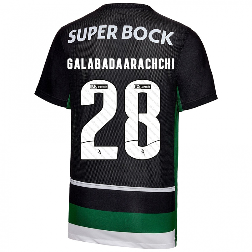 Homme Maillot Jacinta Galabadaarachchi #28 Noir Blanc Vert Tenues Domicile 2024/25 T-Shirt Belgique