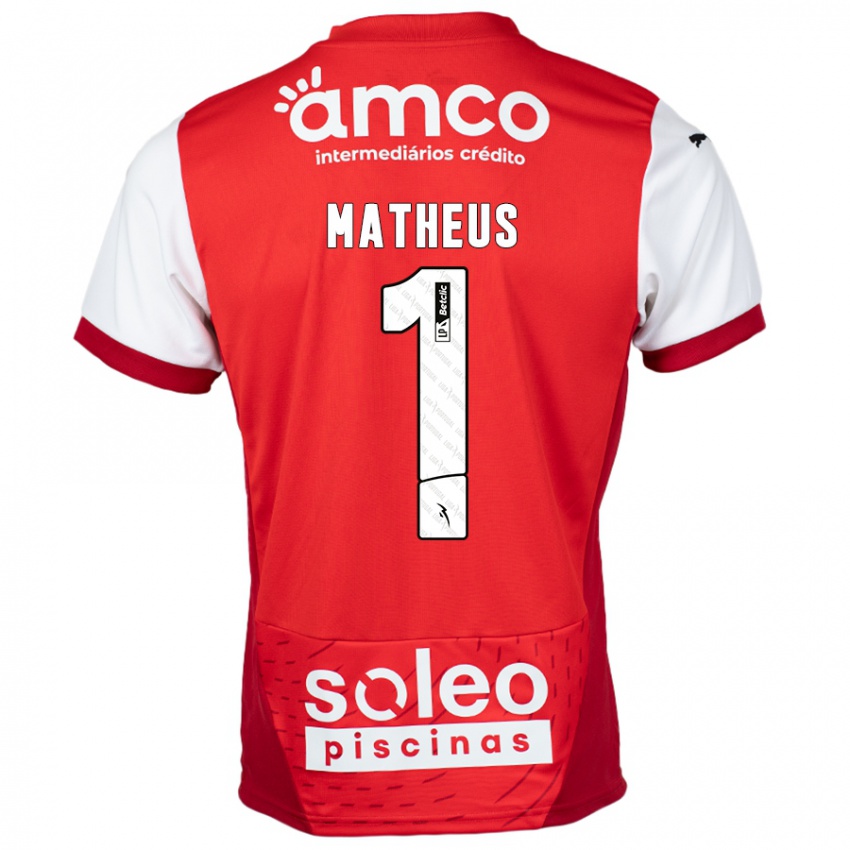 Heren Matheus #1 Rood Wit Thuisshirt Thuistenue 2024/25 T-Shirt België