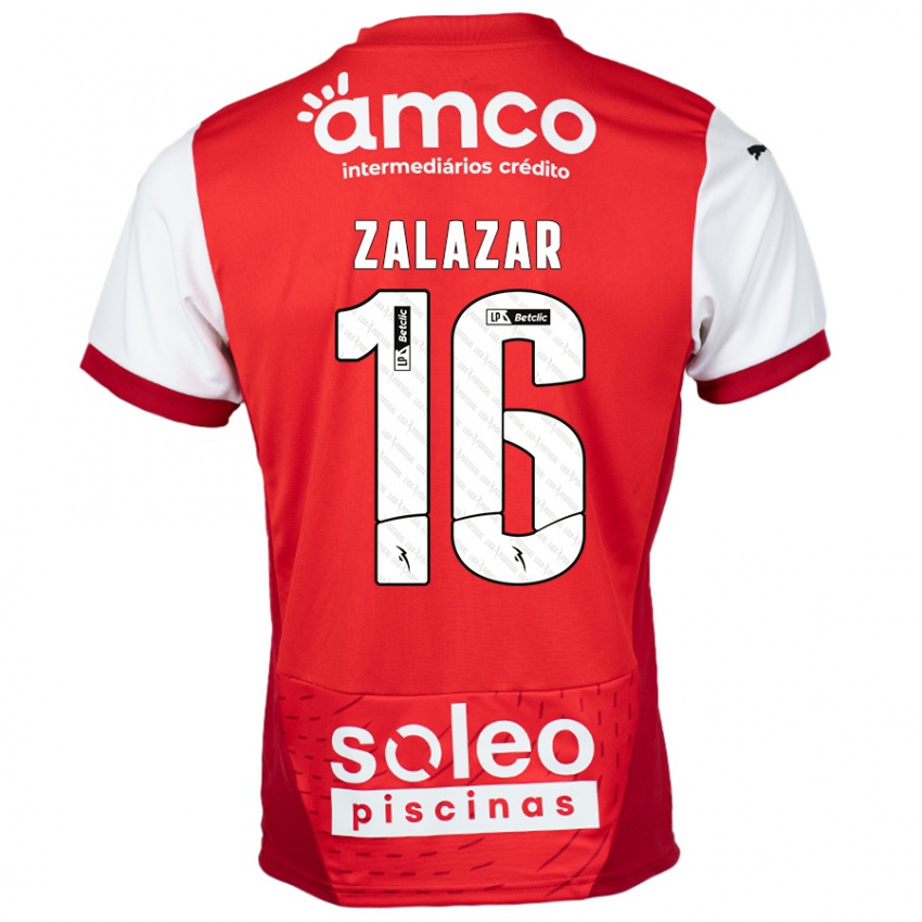 Homme Maillot Rodrigo Zalazar #16 Rouge Blanc Tenues Domicile 2024/25 T-Shirt Belgique