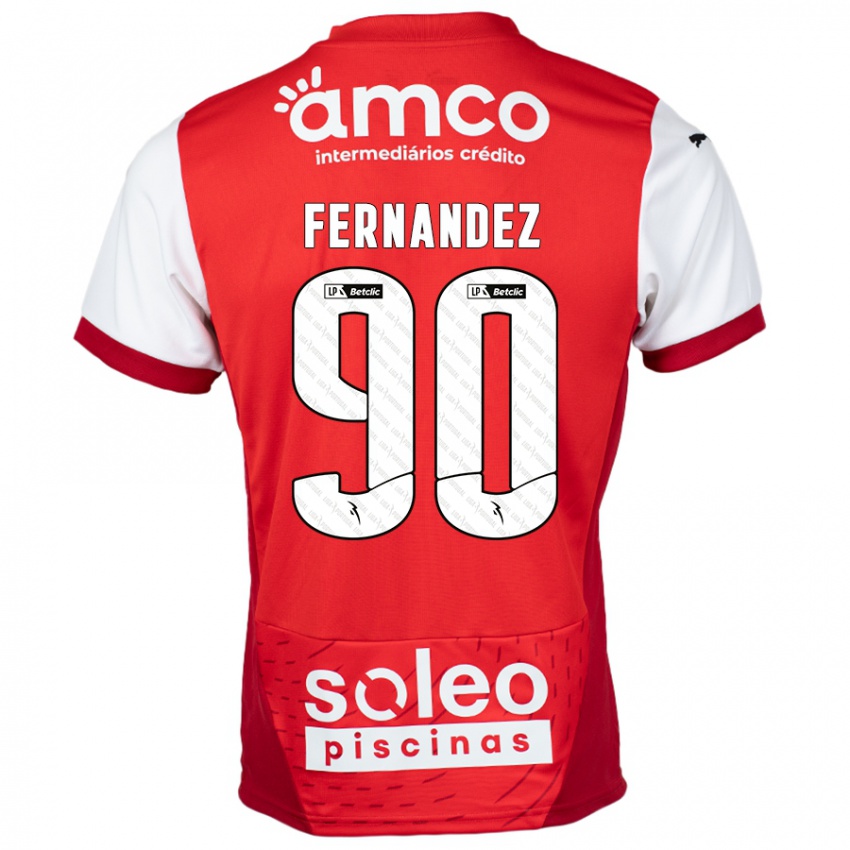 Homme Maillot Roberto Fernández #90 Rouge Blanc Tenues Domicile 2024/25 T-Shirt Belgique