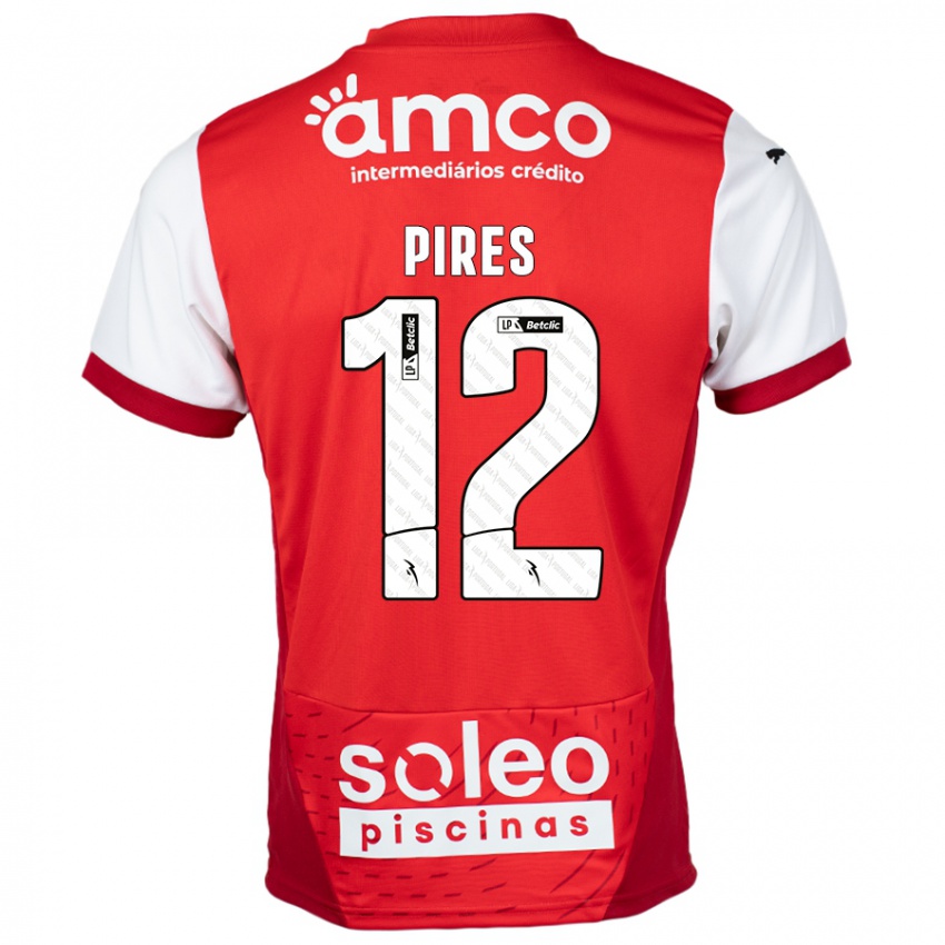 Herren Hugo Pires #12 Rot Weiß Heimtrikot Trikot 2024/25 T-Shirt Belgien