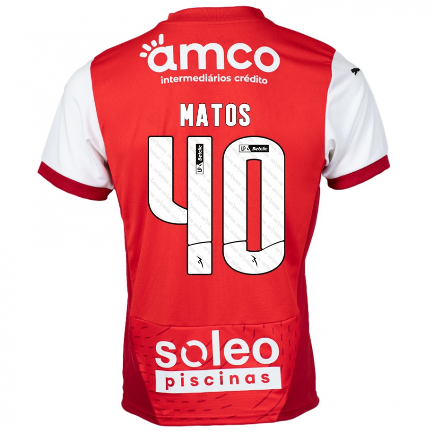 Homme Maillot João Matos #40 Rouge Blanc Tenues Domicile 2024/25 T-Shirt Belgique