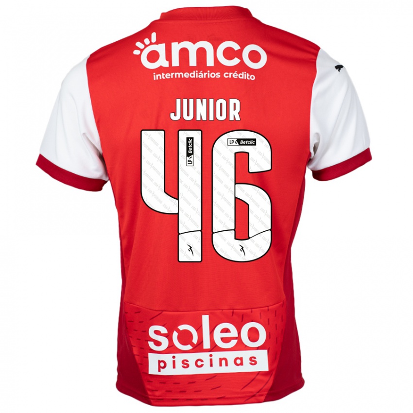 Homme Maillot Mário Junior #46 Rouge Blanc Tenues Domicile 2024/25 T-Shirt Belgique