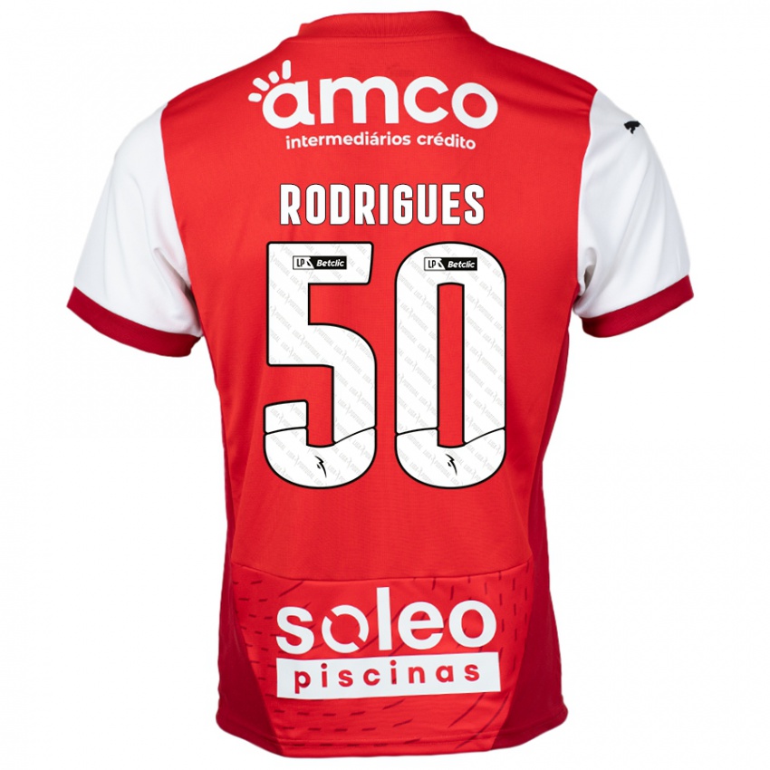 Herren Diego Rodrigues #50 Rot Weiß Heimtrikot Trikot 2024/25 T-Shirt Belgien