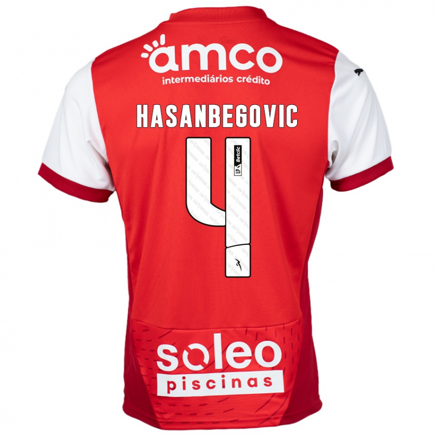 Homme Maillot Melisa Hasanbegović #4 Rouge Blanc Tenues Domicile 2024/25 T-Shirt Belgique