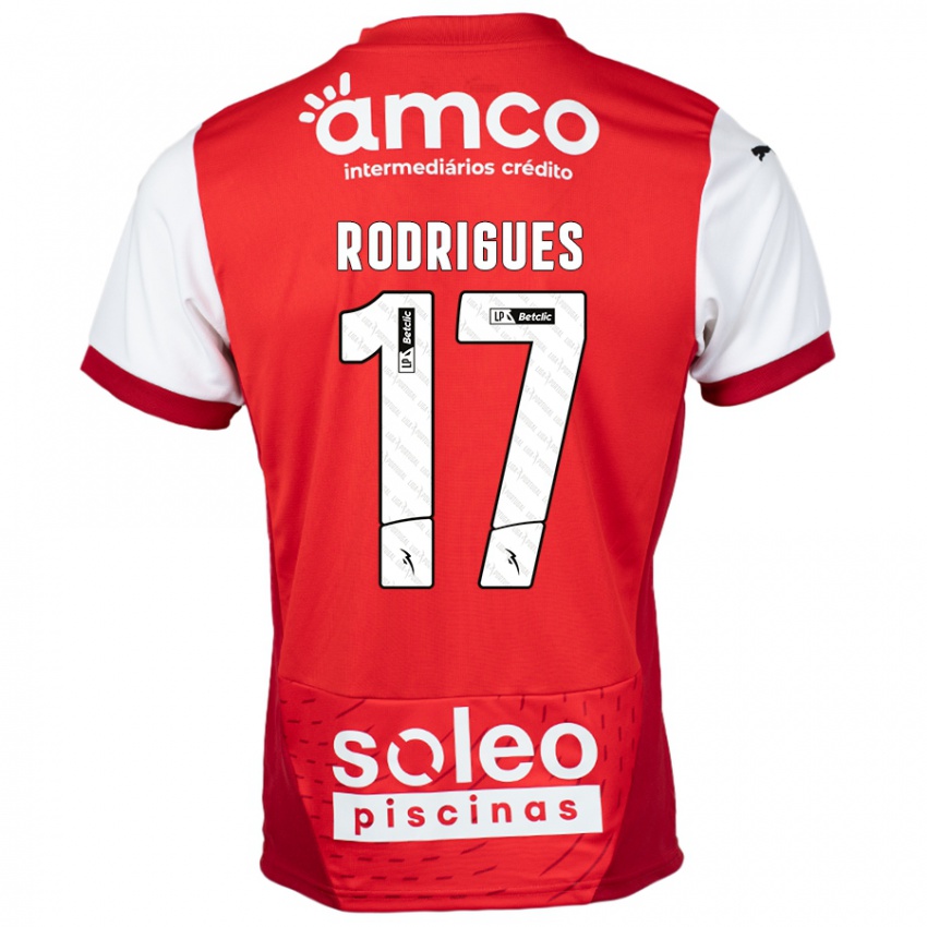 Homme Maillot Tânia Rodrigues #17 Rouge Blanc Tenues Domicile 2024/25 T-Shirt Belgique