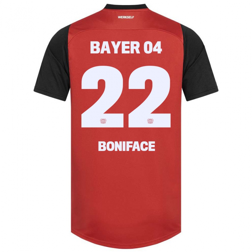 Herren Victor Boniface #22 Rot Schwarz Heimtrikot Trikot 2024/25 T-Shirt Belgien