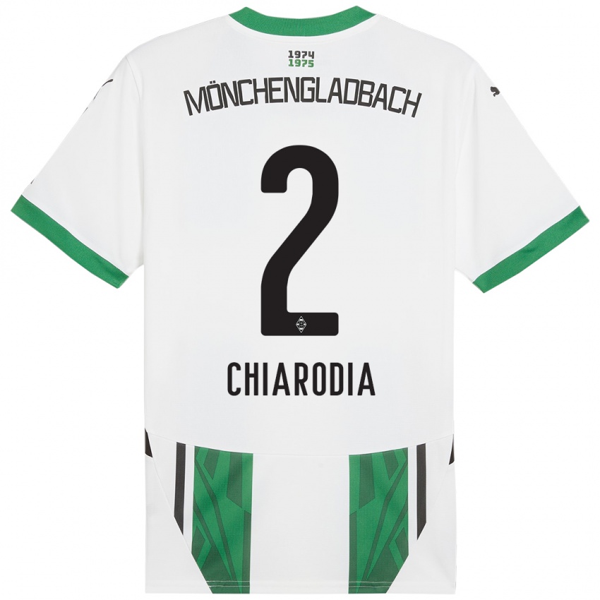 Homme Maillot Fabio Chiarodia #2 Blanc Vert Tenues Domicile 2024/25 T-Shirt Belgique