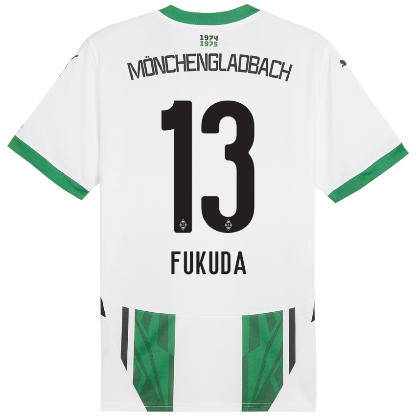 Homme Maillot Shio Fukuda #13 Blanc Vert Tenues Domicile 2024/25 T-Shirt Belgique