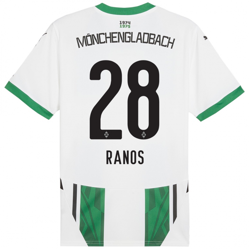 Homme Maillot Grant-Leon Ranos #28 Blanc Vert Tenues Domicile 2024/25 T-Shirt Belgique