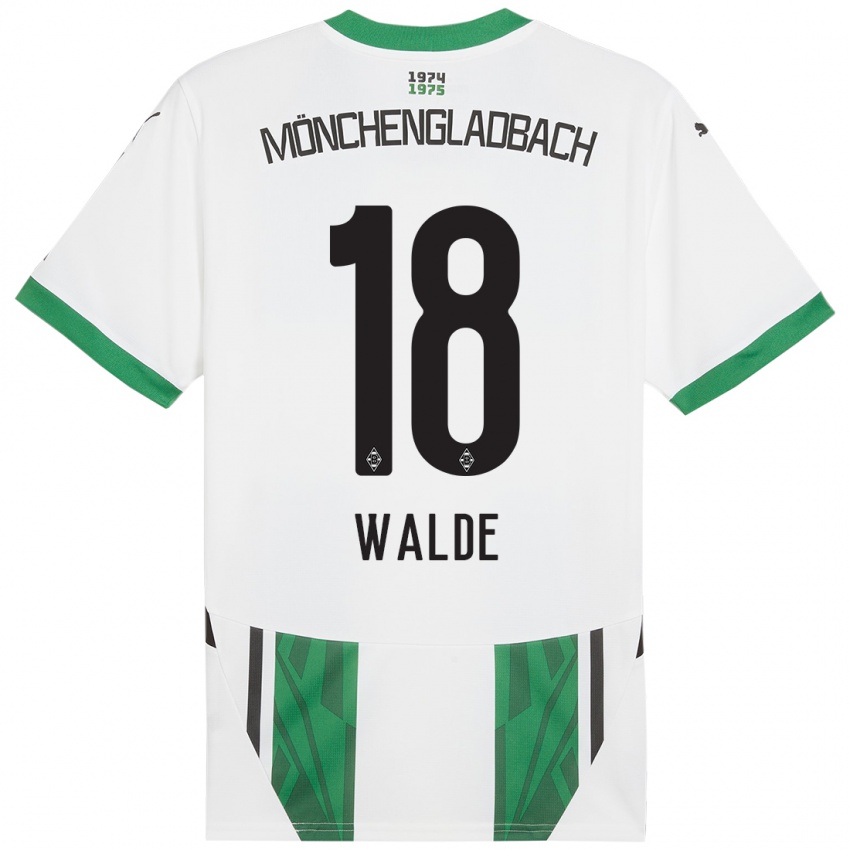 Homme Maillot Simon Walde #18 Blanc Vert Tenues Domicile 2024/25 T-Shirt Belgique