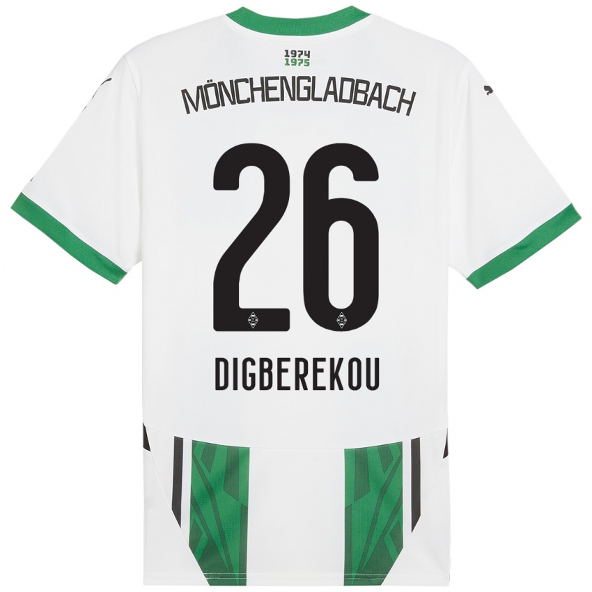 Homme Maillot Ibrahim Digberekou #26 Blanc Vert Tenues Domicile 2024/25 T-Shirt Belgique