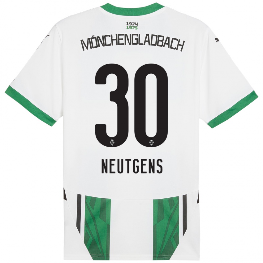 Homme Maillot Maximilian Neutgens #30 Blanc Vert Tenues Domicile 2024/25 T-Shirt Belgique