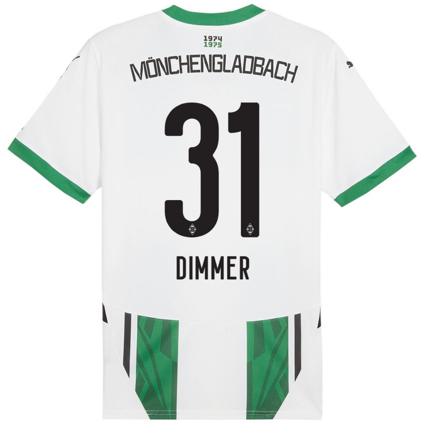 Homme Maillot Florian Dimmer #31 Blanc Vert Tenues Domicile 2024/25 T-Shirt Belgique