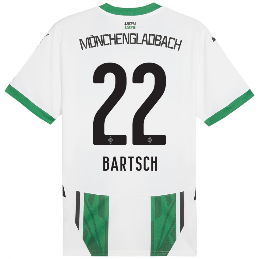 Homme Maillot Kristina Bartsch #22 Blanc Vert Tenues Domicile 2024/25 T-Shirt Belgique