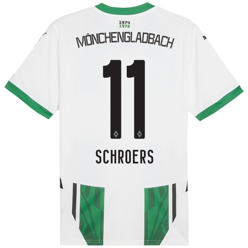 Homme Maillot Mika Schroers #11 Blanc Vert Tenues Domicile 2024/25 T-Shirt Belgique