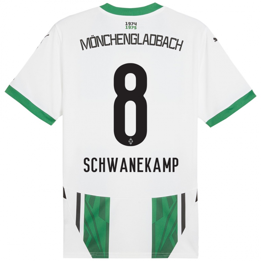 Homme Maillot Jana Schwanekamp #8 Blanc Vert Tenues Domicile 2024/25 T-Shirt Belgique