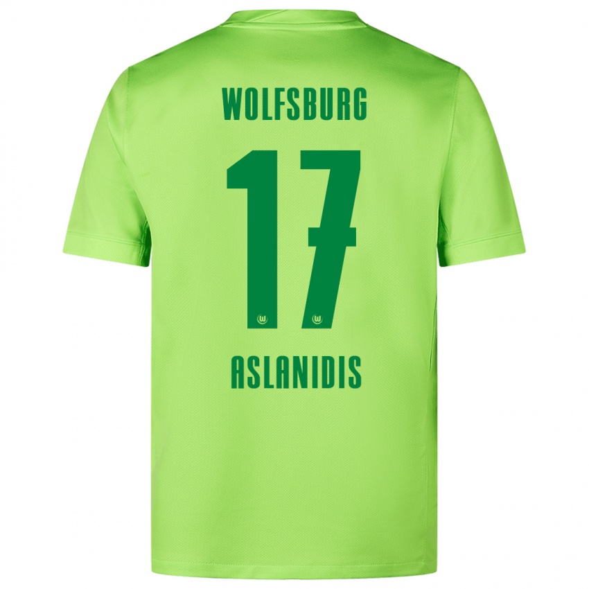 Heren Elijas Aslanidis #17 Fluorescerend Groen Thuisshirt Thuistenue 2024/25 T-Shirt België