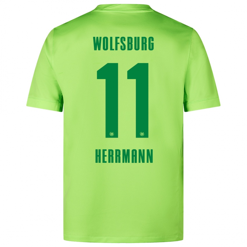 Heren Max Herrmann #11 Fluorescerend Groen Thuisshirt Thuistenue 2024/25 T-Shirt België