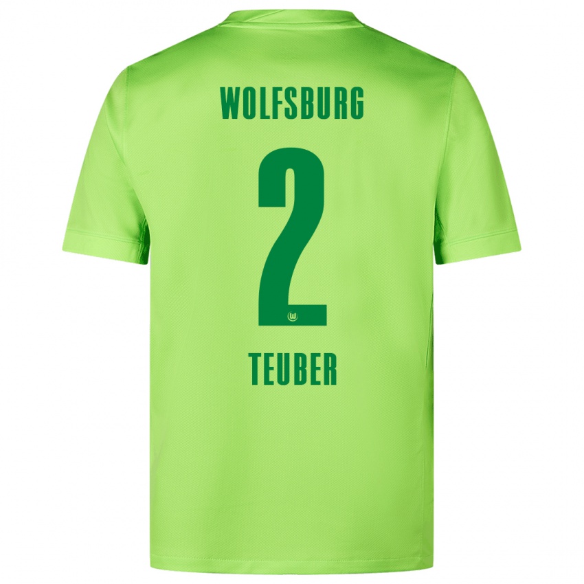 Heren Julius Teuber #2 Fluorescerend Groen Thuisshirt Thuistenue 2024/25 T-Shirt België