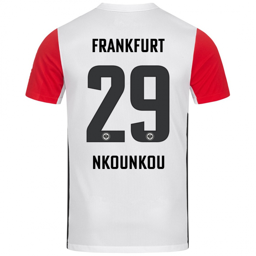 Heren Niels Nkounkou #29 Wit Rood Thuisshirt Thuistenue 2024/25 T-Shirt België