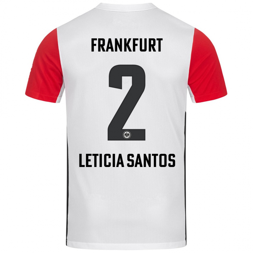 Heren Letícia Santos De Oliveira #2 Wit Rood Thuisshirt Thuistenue 2024/25 T-Shirt België