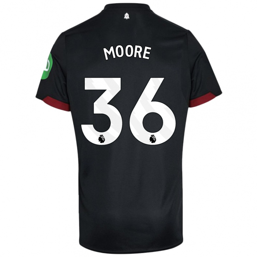 Herren Sean Moore #36 Schwarz Weiß Auswärtstrikot Trikot 2024/25 T-Shirt Belgien