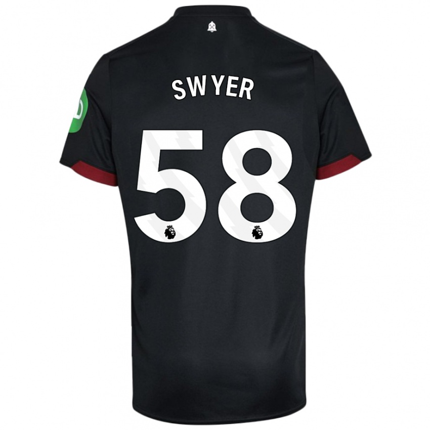 Herren Kamarai Swyer #58 Schwarz Weiß Auswärtstrikot Trikot 2024/25 T-Shirt Belgien