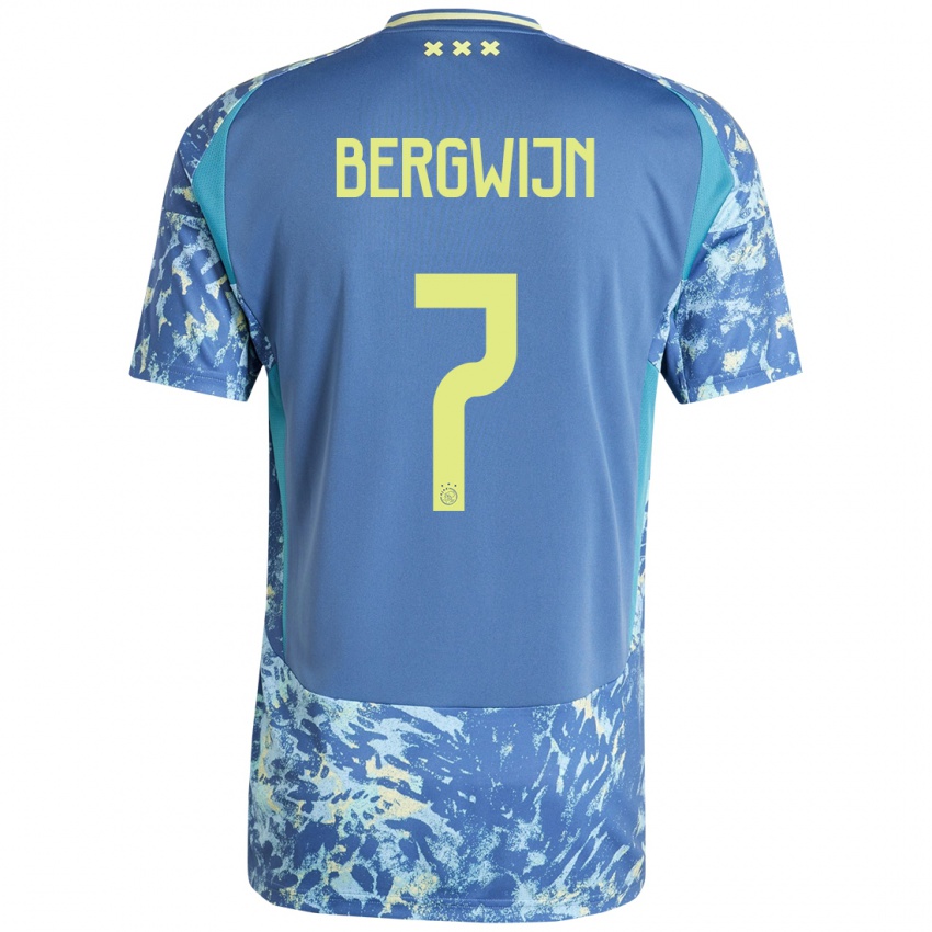 Herren Steven Bergwijn #7 Grau Blau Gelb Auswärtstrikot Trikot 2024/25 T-Shirt Belgien