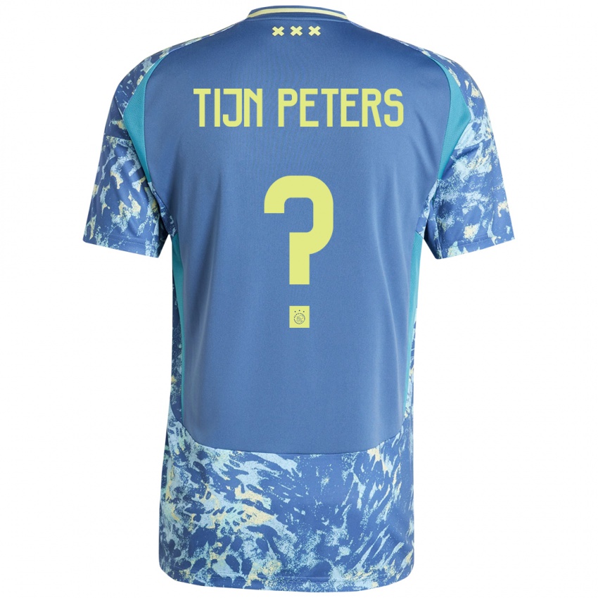 Heren Tijn Peters #0 Grijs Blauw Geel Uitshirt Uittenue 2024/25 T-Shirt België