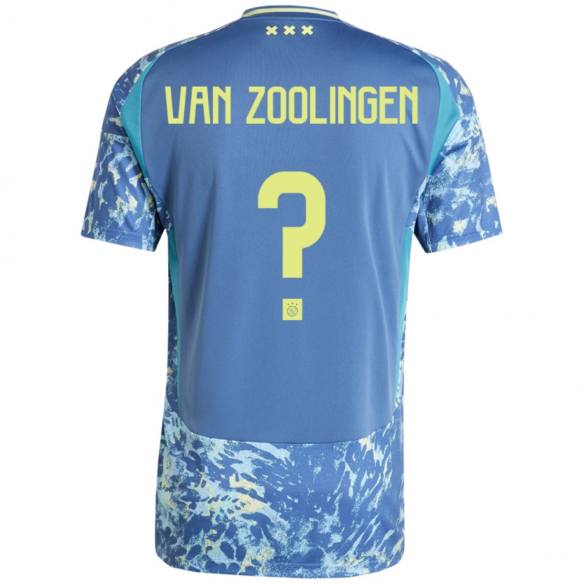 Heren Glenn Van Zoolingen #0 Grijs Blauw Geel Uitshirt Uittenue 2024/25 T-Shirt België