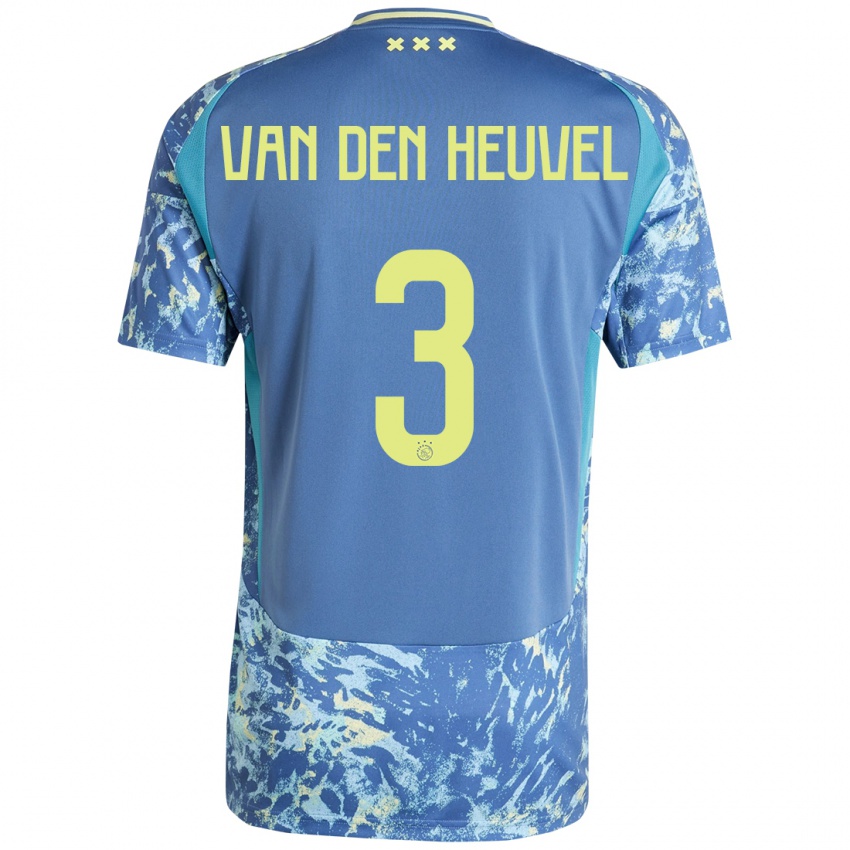 Heren Nino Van Den Heuvel #3 Grijs Blauw Geel Uitshirt Uittenue 2024/25 T-Shirt België