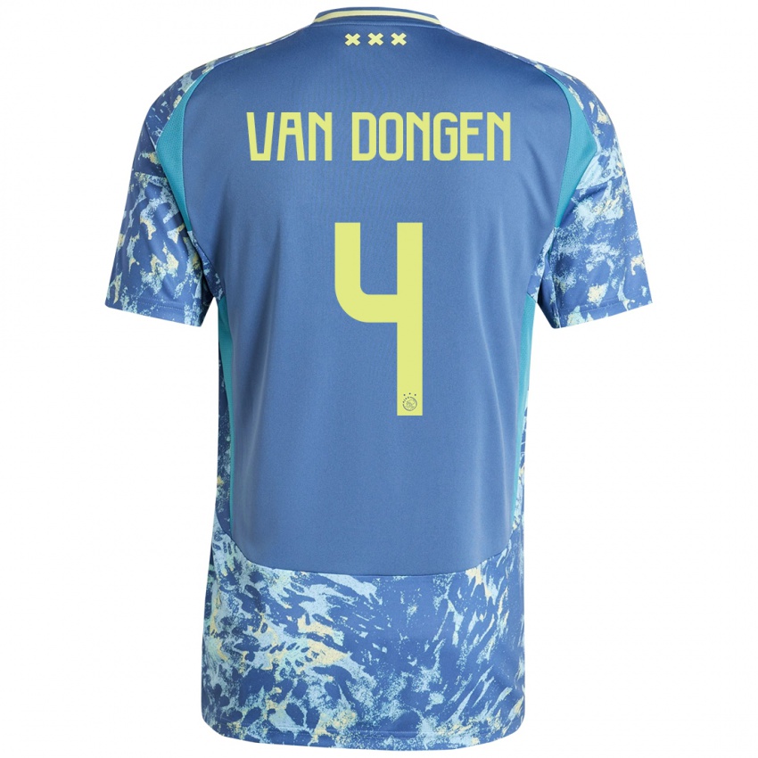 Heren Bram Van Dongen #4 Grijs Blauw Geel Uitshirt Uittenue 2024/25 T-Shirt België