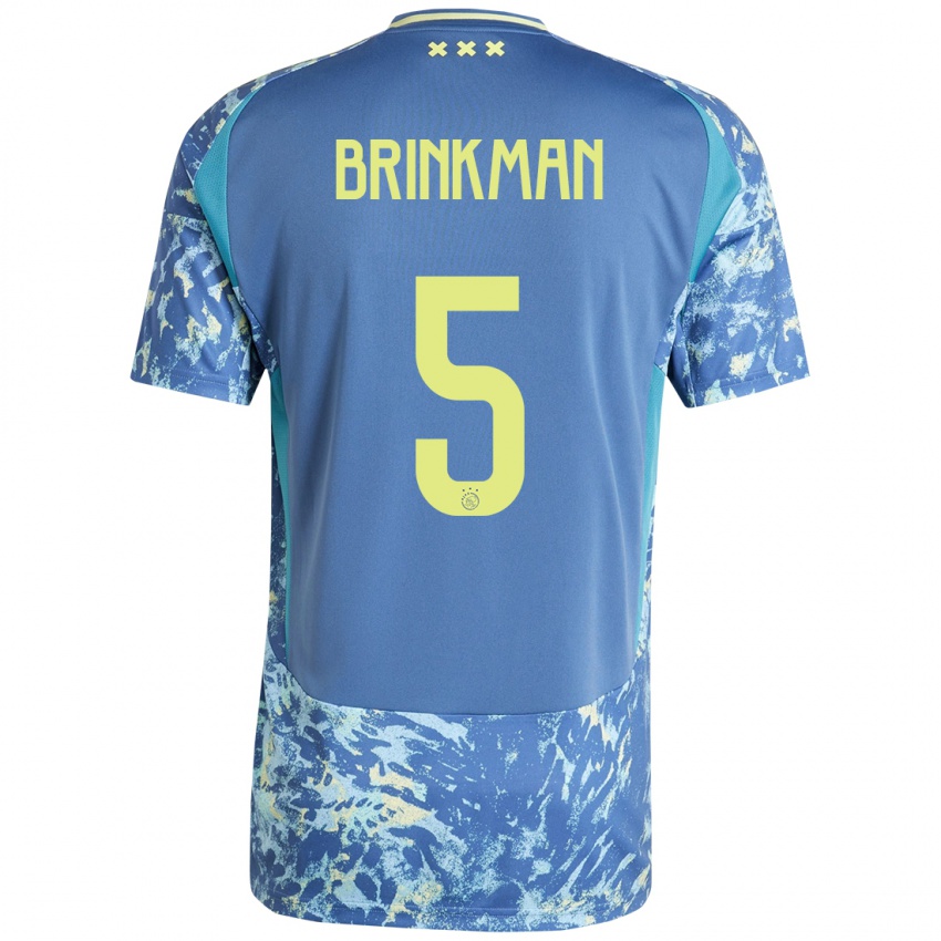 Heren Tim Brinkman #5 Grijs Blauw Geel Uitshirt Uittenue 2024/25 T-Shirt België