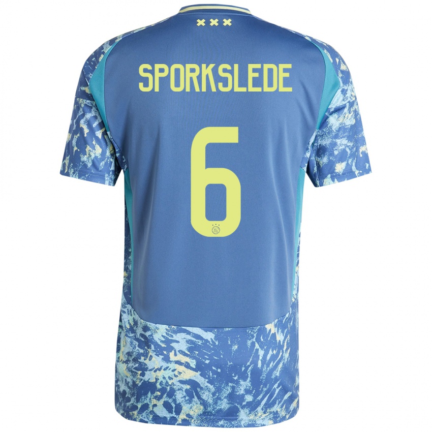 Heren Fabian Sporkslede #6 Grijs Blauw Geel Uitshirt Uittenue 2024/25 T-Shirt België