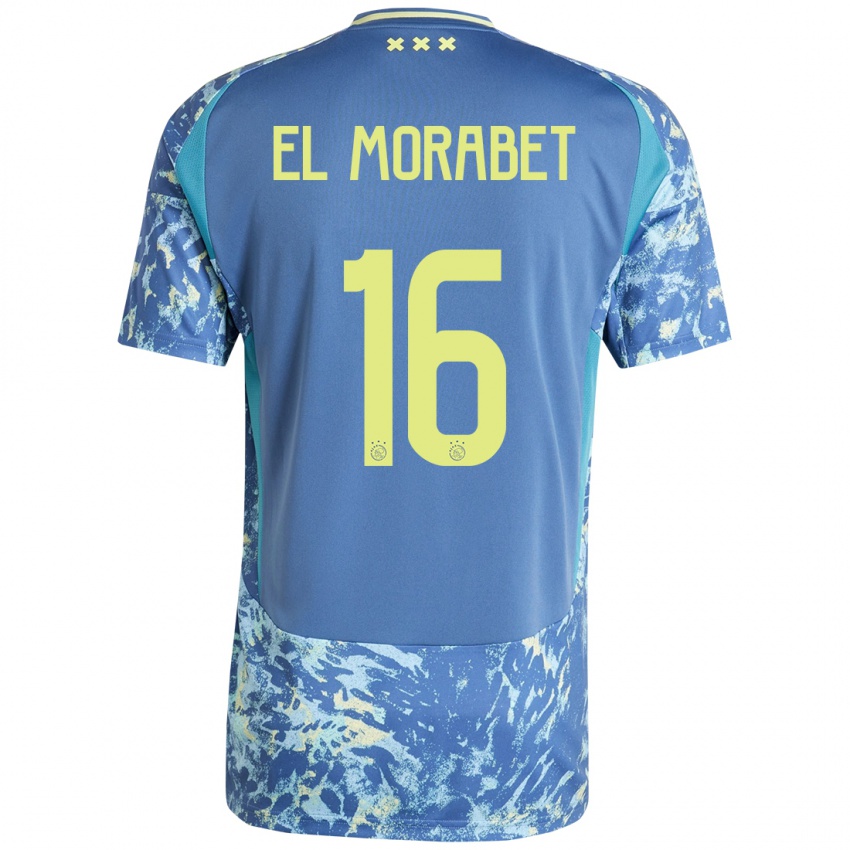 Heren Younes El Morabet #16 Grijs Blauw Geel Uitshirt Uittenue 2024/25 T-Shirt België