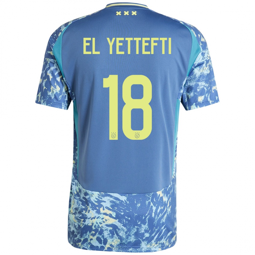 Heren Adil Amghar El Yettefti #18 Grijs Blauw Geel Uitshirt Uittenue 2024/25 T-Shirt België