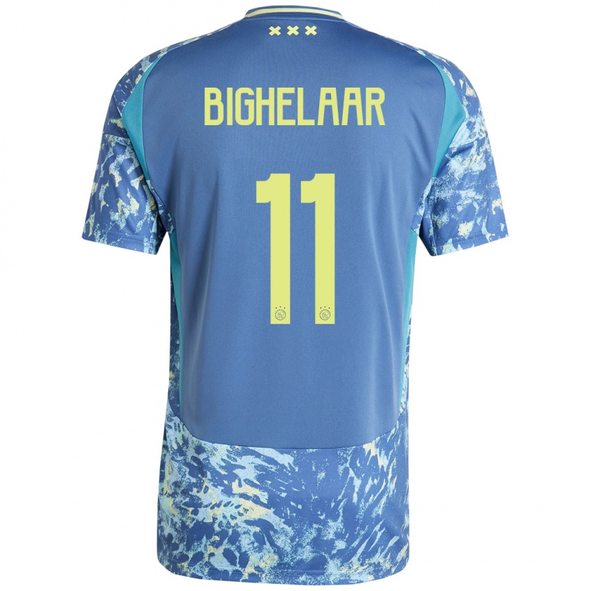 Herren Marjolijn Van Den Bighelaar #11 Grau Blau Gelb Auswärtstrikot Trikot 2024/25 T-Shirt Belgien