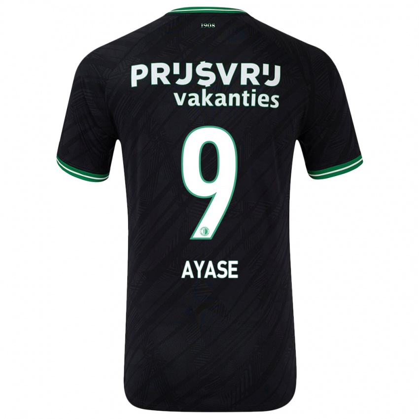 Heren Ayase Ueda #9 Zwart Groen Uitshirt Uittenue 2024/25 T-Shirt België