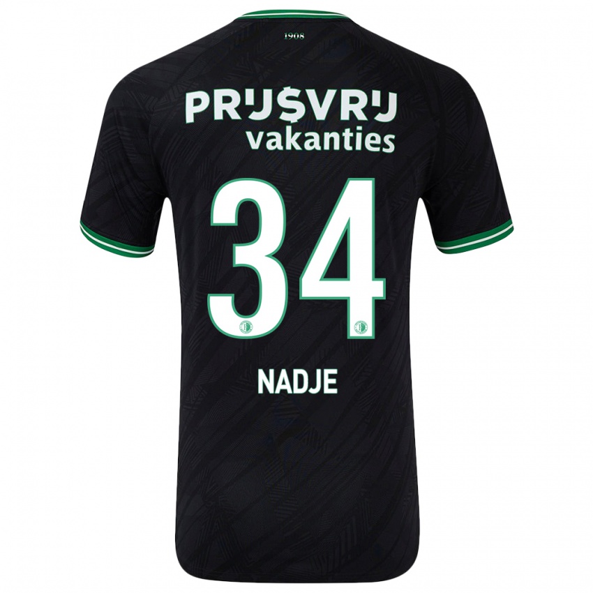 Heren Chris-Kévin Nadje #34 Zwart Groen Uitshirt Uittenue 2024/25 T-Shirt België