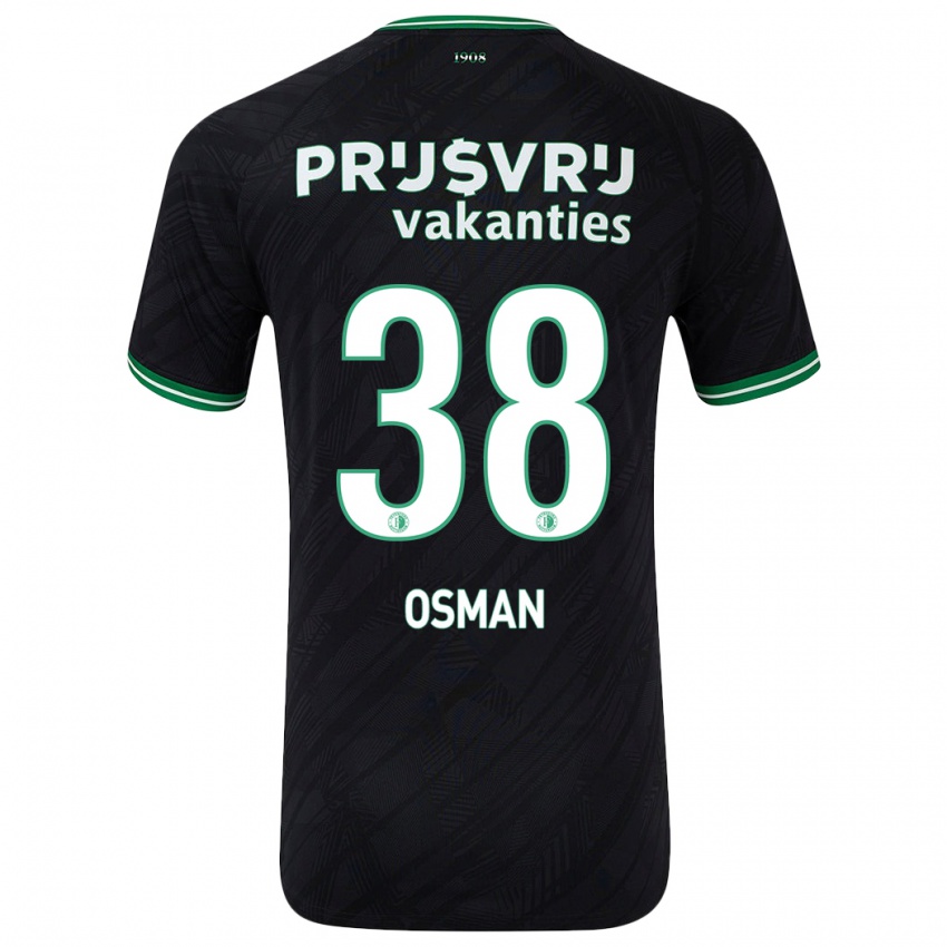 Heren Ibrahim Osman #38 Zwart Groen Uitshirt Uittenue 2024/25 T-Shirt België