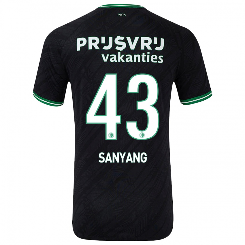 Herren Amadou-David Sanyang #43 Schwarz Grün Auswärtstrikot Trikot 2024/25 T-Shirt Belgien