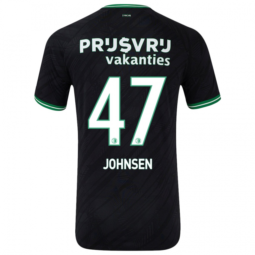 Heren Mikael Torset Johnsen #47 Zwart Groen Uitshirt Uittenue 2024/25 T-Shirt België