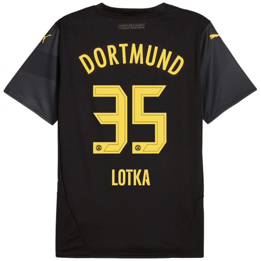 Homme Maillot Marcel Lotka #35 Noir Jaune Tenues Extérieur 2024/25 T-Shirt Belgique