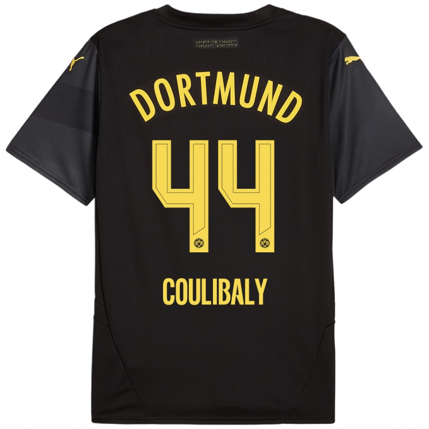 Homme Maillot Soumaila Coulibaly #44 Noir Jaune Tenues Extérieur 2024/25 T-Shirt Belgique