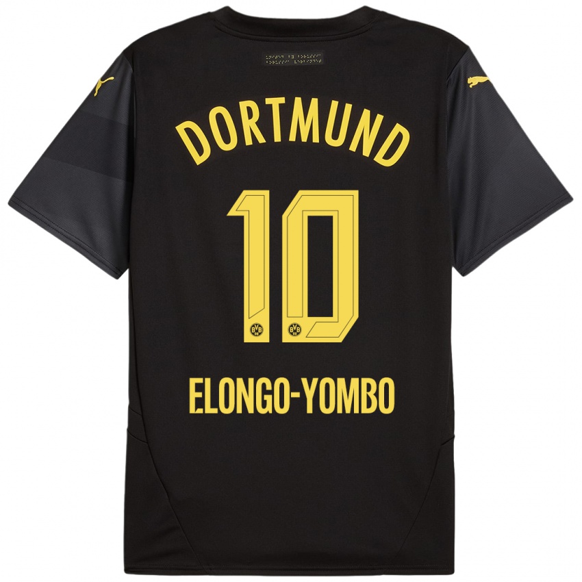 Homme Maillot Rodney Elongo-Yombo #10 Noir Jaune Tenues Extérieur 2024/25 T-Shirt Belgique