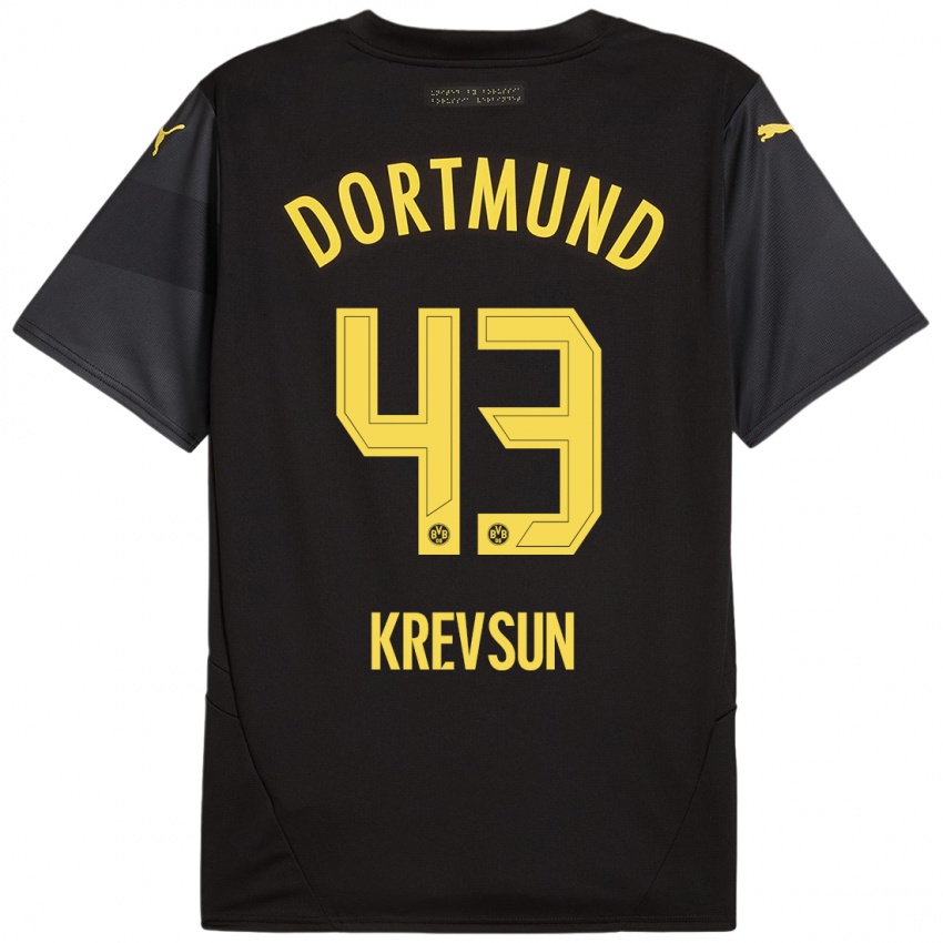 Homme Maillot Danylo Krevsun #43 Noir Jaune Tenues Extérieur 2024/25 T-Shirt Belgique