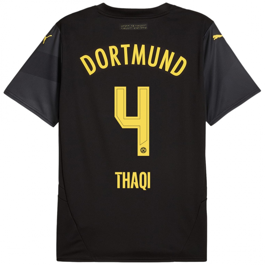 Homme Maillot Albin Thaqi #4 Noir Jaune Tenues Extérieur 2024/25 T-Shirt Belgique