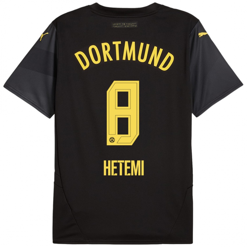 Homme Maillot Rilind Hetemi #8 Noir Jaune Tenues Extérieur 2024/25 T-Shirt Belgique